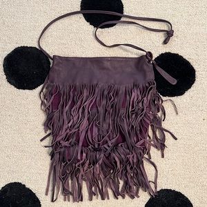 Topshop Purple Leather Fringe Bag